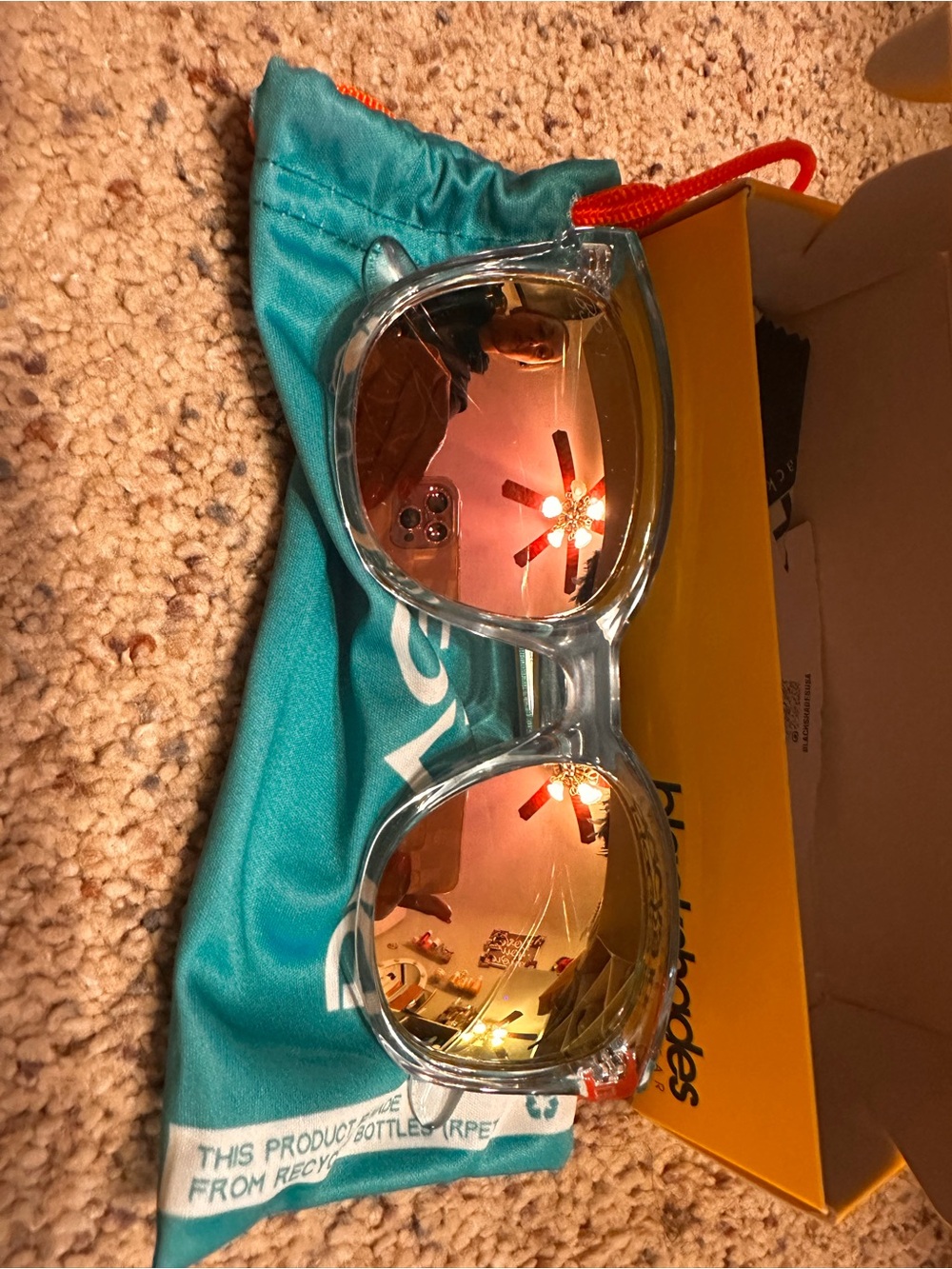 Women’s “BlackShades” Clear Frame Sunglasses with Rose Gold Mirrored Lenses